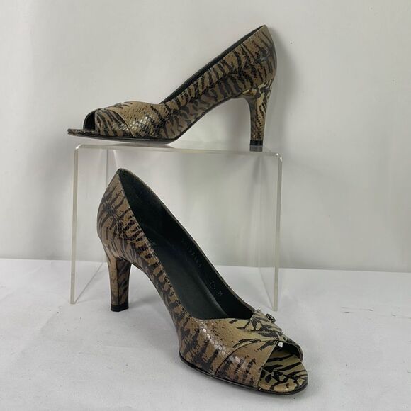 Stuart Weitzman Animal Print Snake Peep Toes - Picture 1 of 7